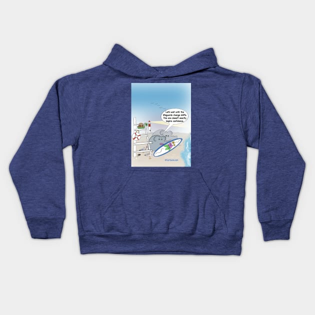 Enormously Funny Cartoons Surfing Kids Hoodie by Enormously Funny Cartoons